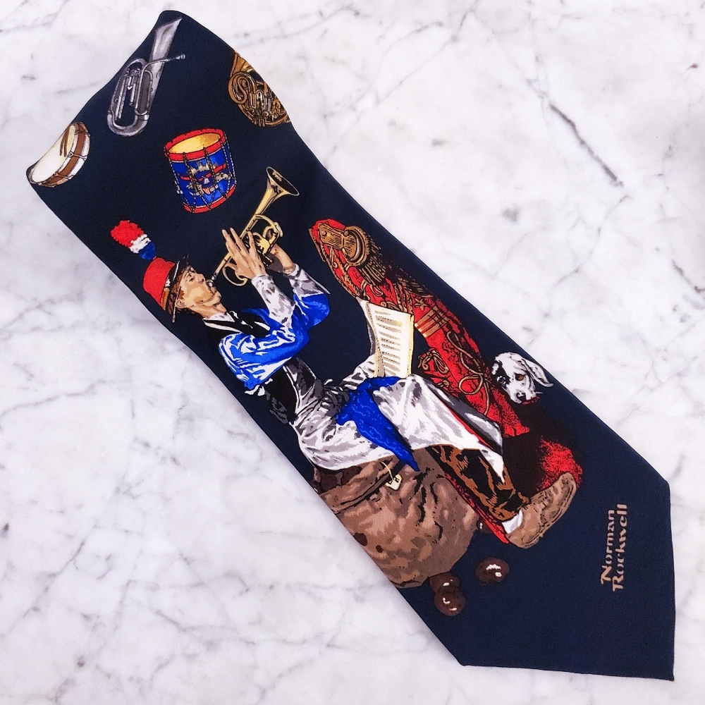 Norman Rockwell Trumpeter and Dog Tie
